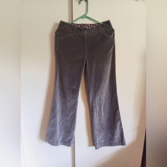 Boden Anthropoloie Wide Leg Gray Velvet Pants Size 8L. - Picture 1 of 5